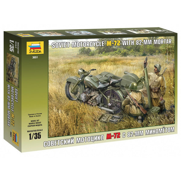 1/35 Soviet Motorcycle M72 with 82mm Mortar  Plastic Model Kit