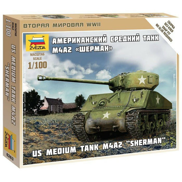 1/100 US Medium Tank M4A2 Sherman  Plastic Model Kit