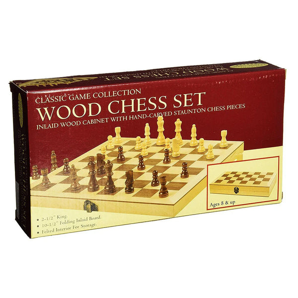 Chess Set Wood 10.5 Inlaid Board