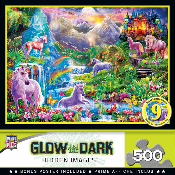 500pc Hidden Images Unicorns Retreat  Glow in the Dark