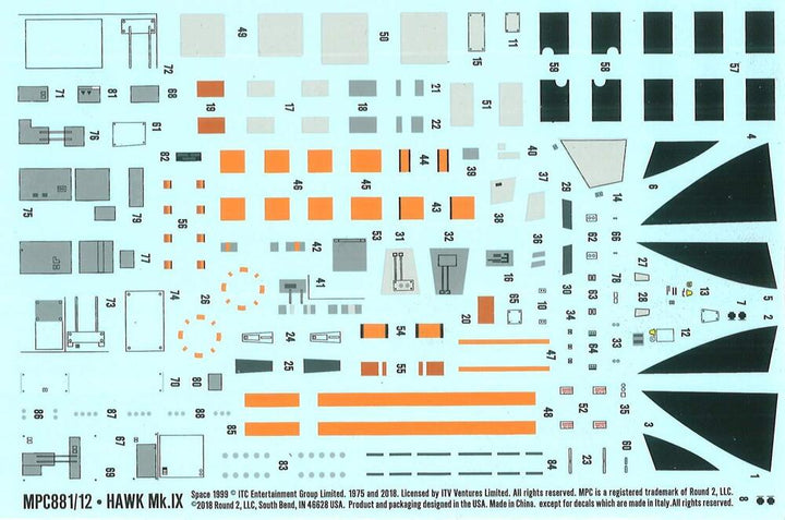 MPC - MPC 881 1/72 Space: 1999 Hawk Mk IX Plastic Model Kit