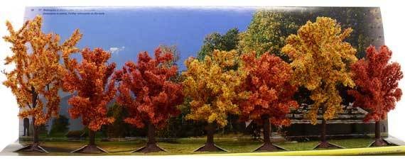 HO Autumn Trees 7pc 80mm 100mm