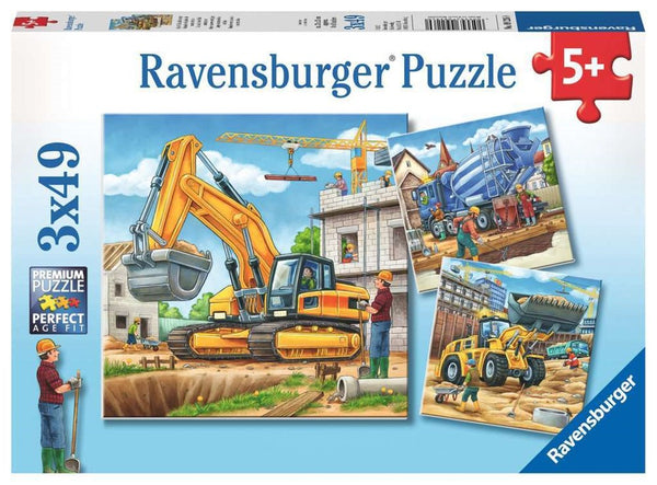 3x49pc Construction Vehicle Puzzle