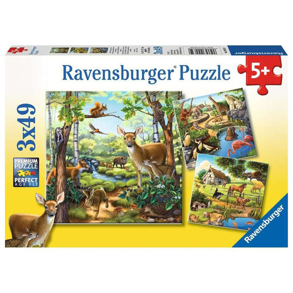 3x49pc Forest Zoo and Pets Puzzle