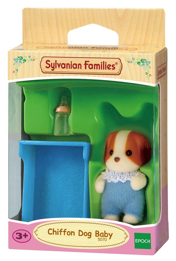 Sylvanian Families - Chiffon Dog Baby with Crib & Bottle