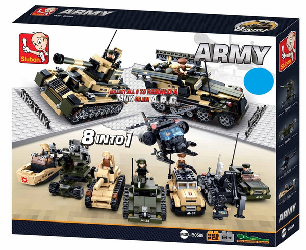 Model Bricks 928pc Army 8 Into 1 Box