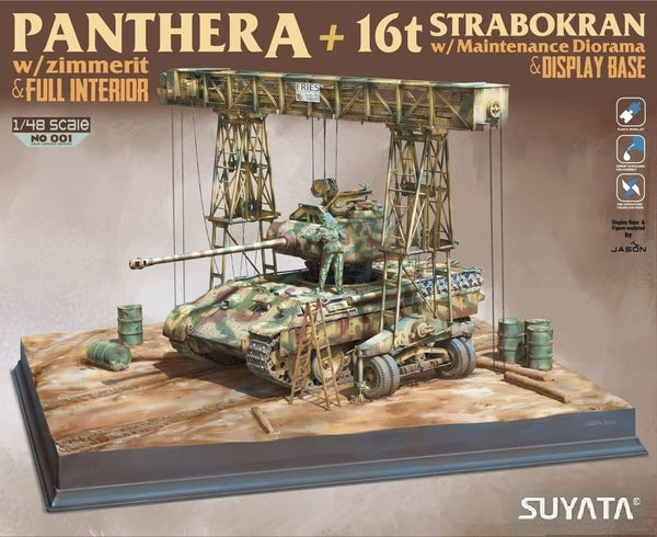 NO001 1/48 Panther A + 16T Strabokran w/ Maintenance Diorama and Display Base Plastic Model Ki