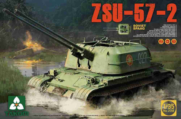 Takom - Takom 2058 1/35 Soviet SPAAG ZSU-57-2 2 in 1 Plastic Model Kit