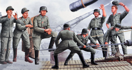 00406 1/35 280mm K5 E Leopold German Railroad Gun Crew Plastic Model Kit