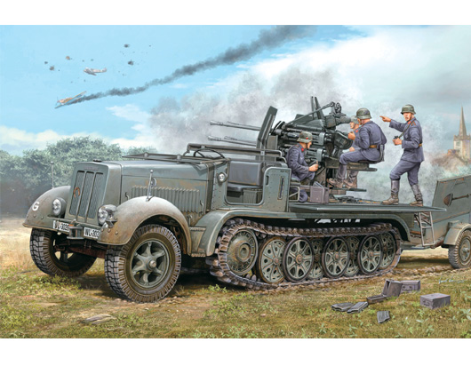 Trumpeter - Trumpeter 01523 1/35 2cm Flakvierling 38 auf Selbstfahrlafette (Sd.Kfz.7/1early version)