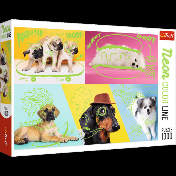 1000pc Neon Colour Line Dogs