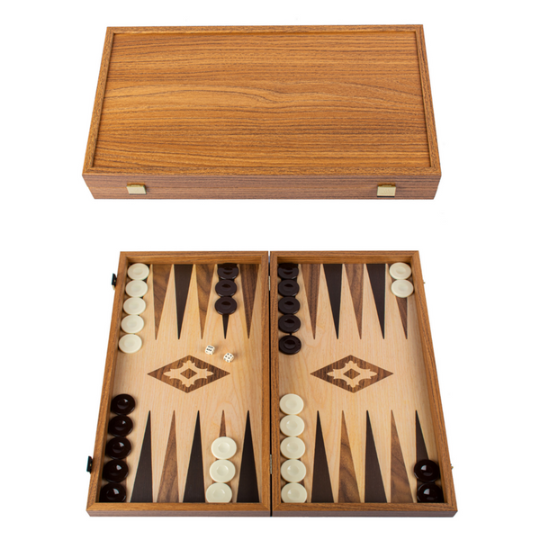 Handmade Wooden Backgammon OakWalnut Replica with Black and Walnut points 38x20cm