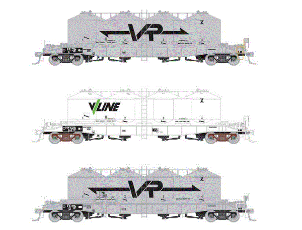 HO VR FX 3 car FlourHopper Set