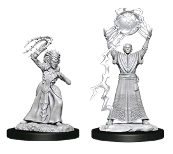 D&D Nolzurs Marvelous Unpainted Miniatures: Drow Mage and Drow Priestess