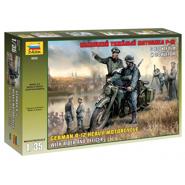 1/35 German R12 Heavy Motorcycle with Rider and Officer WWII  Plastic Model Kit