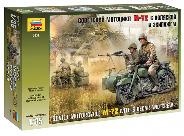 1/35 Soviet Motorcycle WWII M72 with Sidecar and Crew  Plastic Model Kit