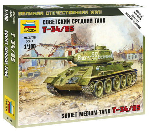 1/100 Soviet Medium Tank T34/85  Plastic Model Kit