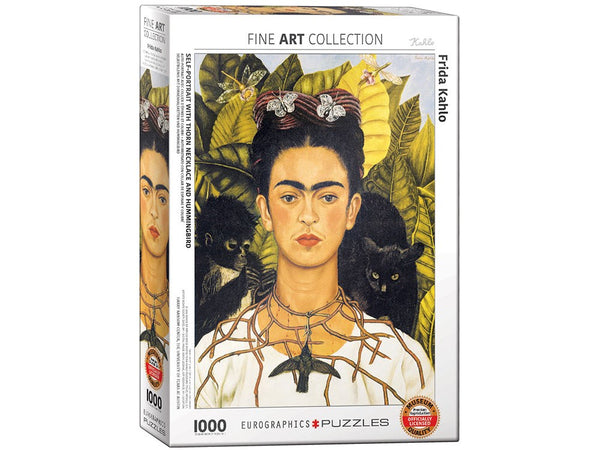 1000pc Kahlo  SelfPortrait with Thorn Necklace and Hummingbird