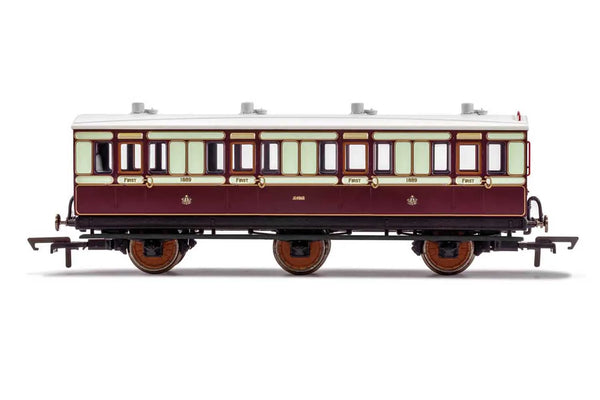 OO LNWR 6 Wheel Coach 1st Class Fitted Lights 1889  Era 2