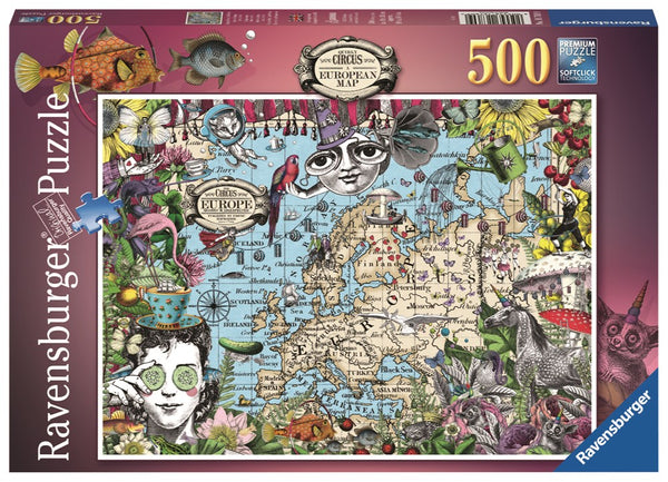 500pc European Map Quirky Circus