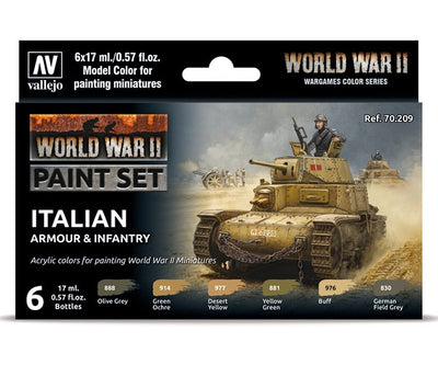 70209 Model Colour WWII Italian Armour and Infantry Acrylic 6 Colour Paint Set